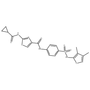 2-(cyclopropanecarboxamido)-N-(4-(N-(3,4-dimethylisoxazol-5-yl)sulfamoyl)phenyl)oxazole-4-carboxamide结构式
