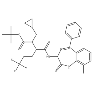 Cyclopropanepropanoic acid, alpha-[(1R)-4,4,4-trifluoro-1-[[[(3S)-9-fluoro-2,3-dihydro-2-oxo-5-phenyl-1H-1,4-benzodiazepin-3-yl]amino]carbonyl]butyl]-, 1,1-dimethylethyl ester, (alphaS)-结构式
