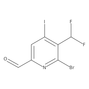6-Bromo-5-(difluoromethyl)-4-iodopicolinaldehyde结构式