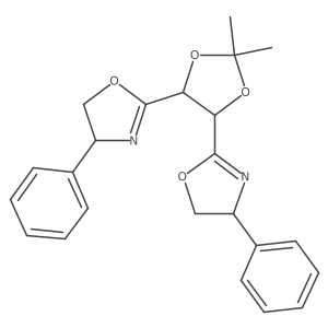 (4S,4'S)-2,2'-((4S,5S)-2,2-Dimethyl-1,3-dioxolane-4,5-diyl)bis(4-phenyl-4,5-dihydrooxazole)结构式