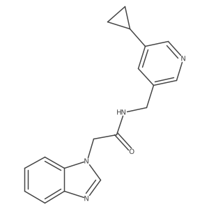 2-(1H-benzo[d]imidazol-1-yl)-N-((5-cyclopropylpyridin-3-yl)methyl)acetamide结构式