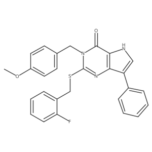 2-((2-fluorobenzyl)thio)-3-(4-methoxybenzyl)-7-phenyl-3H-pyrrolo[3,2-d]pyrimidin-4(5H)-one Structure
