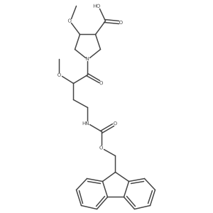 1-[4-({[(9H-fluoren-9-yl)methoxy]carbonyl}amino)-2-methoxybutanoyl]-4-methoxypyrrolidine-3-carboxylic acid Structure