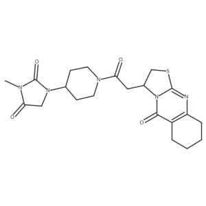 3-methyl-1-(1-(2-(5-oxo-2,3,6,7,8,9-hexahydro-5H-thiazolo[2,3-b]quinazolin-3-yl)acetyl)piperidin-4-yl)imidazolidine-2,4-dione Structure