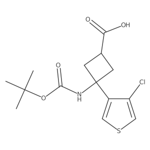 3-{[(Tert-butoxy)carbonyl]amino}-3-(4-chlorothiophen-3-yl)cyclobutane-1-carboxylic acid结构式