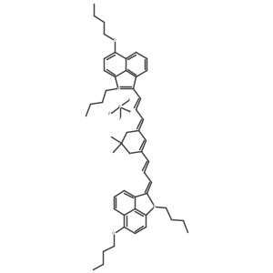 6-Butoxy-2-((1E,3E)-3-(3-((1E,3Z)-3-(6-butoxy-1-butylbenzo[cd]indol-2(1H)-ylidene)prop-1-en-1-yl)-5,5-dimethylcyclohex-2-en-1-ylidene)prop-1-en-1-yl)-1-butylbe结构式