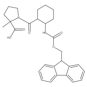 (2R)-1-[(1RS,2SR)-2-({[(9H-fluoren-9-yl)methoxy]carbonyl}amino)cyclohexanecarbonyl]-2-methylpyrrolidine-2-carboxylic acid Structure