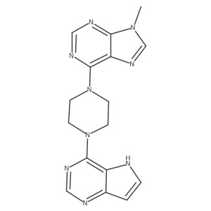 9-methyl-6-(4-{5H-pyrrolo[3,2-d]pyrimidin-4-yl}piperazin-1-yl)-9H-purine结构式