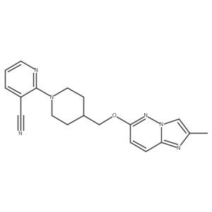 2-{4-[({2-Methylimidazo[1,2-b]pyridazin-6-yl}oxy)methyl]piperidin-1-yl}pyridine-3-carbonitrile Structure
