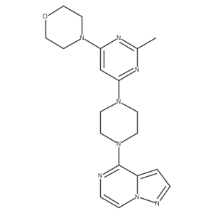 4-[2-Methyl-6-(4-{pyrazolo[1,5-a]pyrazin-4-yl}piperazin-1-yl)pyrimidin-4-yl]morpholine结构式