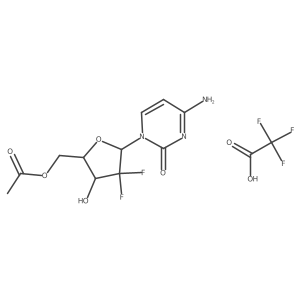 [(2R,3R,5R)-5-(4-amino-2-oxo-1,2-dihydropyrimidin-1-yl)-4,4-difluoro-3-hydroxyoxolan-2-yl]methyl acetate; trifluoroacetic acid Structure