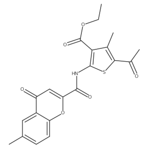 ethyl 5-acetyl-4-methyl-2-{[(6-methyl-4-oxo-4H-chromen-2-yl)carbonyl]amino}thiophene-3-carboxylate Structure