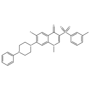 6-fluoro-1-methyl-7-(4-phenylpiperazin-1-yl)-3-(m-tolylsulfonyl)quinolin-4(1H)-one结构式