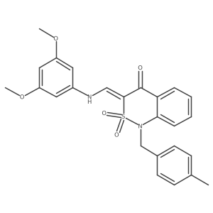 (3E)-3-{[(3,5-dimethoxyphenyl)amino]methylidene}-1-[(4-methylphenyl)methyl]-3,4-dihydro-1H-2lambda6,1-benzothiazine-2,2,4-trione结构式
