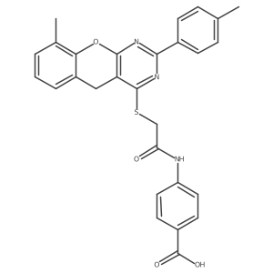 4-(2-{[9-Methyl-2-(4-methylphenyl)-5H-chromeno[2,3-D]pyrimidin-4-YL]sulfanyl}acetamido)benzoic acid Structure