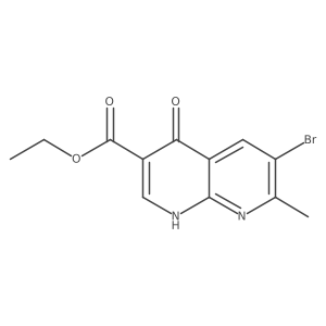 Ethyl 6-bromo-4-hydroxy-7-methyl-1,8-naphthyridine-3-carboxylate结构式