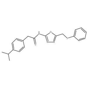 2-(4-isopropylphenyl)-N-(5-((phenylthio)methyl)-1,3,4-oxadiazol-2-yl)acetamide结构式