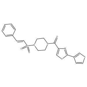 1-(2-Phenylethenesulfonyl)-4-[2-(thiophen-3-yl)-1,3-thiazole-4-carbonyl]piperazine结构式