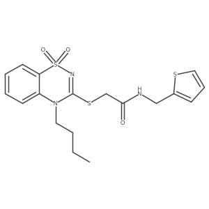 2-((4-butyl-1,1-dioxido-4H-benzo[e][1,2,4]thiadiazin-3-yl)thio)-N-(thiophen-2-ylmethyl)acetamide结构式