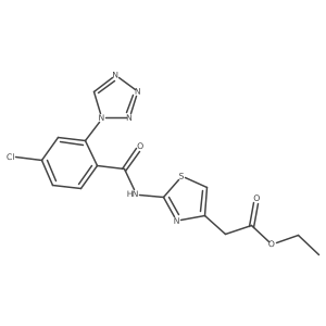 ethyl [(2Z)-2-({[4-chloro-2-(1H-tetrazol-1-yl)phenyl]carbonyl}imino)-2,3-dihydro-1,3-thiazol-4-yl]acetate结构式