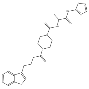 4-[4-(1H-indol-3-yl)butanoyl]-N-[(2S)-1-oxo-1-(1,3-thiazol-2-ylamino)propan-2-yl]piperazine-1-carboxamide Structure