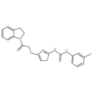 1-(3-Chlorophenyl)-3-(4-(3-(indolin-1-yl)-3-oxopropyl)thiazol-2-yl)urea结构式