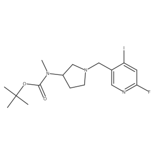 Tert-butyl (1-((6-fluoro-4-iodopyridin-3-yl)methyl)pyrrolidin-3-yl)(methyl)carbamate结构式