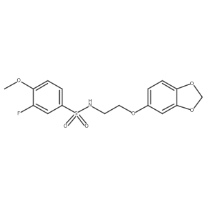 COc1ccc(S(=O)(=O)NCCOc2ccc3c(c2)OCO3)cc1F结构式