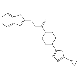 2-(Benzo[d]thiazol-2-ylthio)-1-(4-(5-cyclopropyl-1,3,4-oxadiazol-2-yl)piperidin-1-yl)ethanone Structure