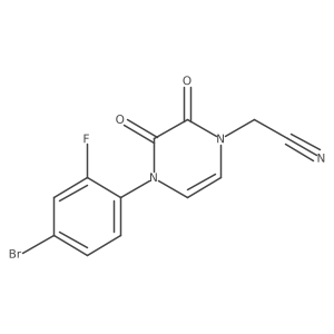 N#CCn1ccn(-c2ccc(Br)cc2F)c(=O)c1=O结构式
