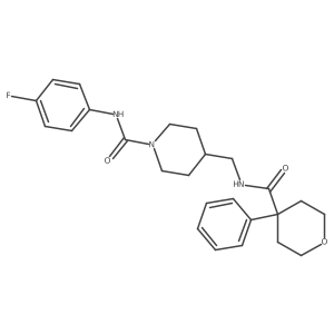 N-(4-fluorophenyl)-4-((4-phenyltetrahydro-2H-pyran-4-carboxamido)methyl)piperidine-1-carboxamide结构式