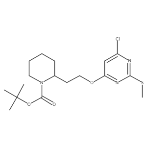 tert-Butyl 2-(2-((6-chloro-2-(methylthio)pyrimidin-4-yl)oxy)ethyl)piperidine-1-carboxylate Structure