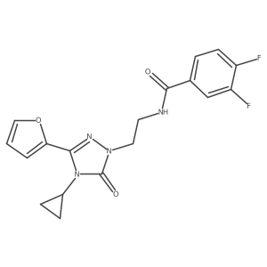 N-(2-(4-cyclopropyl-3-(furan-2-yl)-5-oxo-4,5-dihydro-1H-1,2,4-triazol-1-yl)ethyl)-3,4-difluorobenzamide结构式