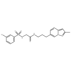 2-(3-chlorobenzenesulfonamido)-N-(3-{2-methylpyrazolo[1,5-a]pyrimidin-6-yl}propyl)acetamide结构式