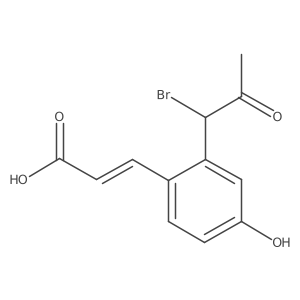 CC(=O)C(Br)c1cc(O)ccc1C=CC(=O)O结构式
