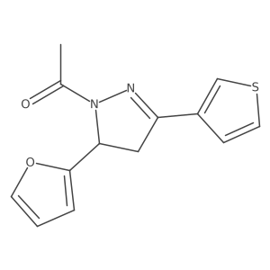 1-(5-(furan-2-yl)-3-(thiophen-3-yl)-4,5-dihydro-1H-pyrazol-1-yl)ethanone结构式