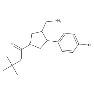 Tert-butyl 3-(aminomethyl)-4-(4-bromophenyl)pyrrolidine-1-carboxylate结构式