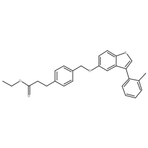 Ethyl 3-(4-(((3-(o-tolyl)benzo[b]thiophen-5-yl)oxy)methyl)phenyl)propanoate结构式