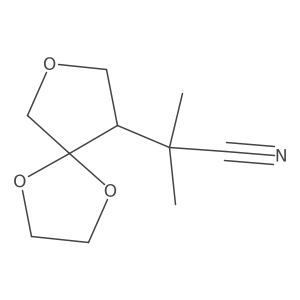 2-Methyl-2-{1,4,7-trioxaspiro[4.4]nonan-9-yl}propanenitrile结构式