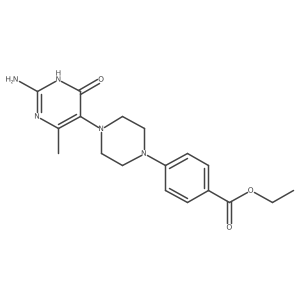Ethyl 4-[4-(2-amino-1,6-dihydro-4-methyl-6-oxo-5-pyrimidinyl)-1-piperazinyl]benzoate Structure