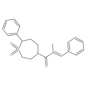 (E)-1-(1,1-dioxido-7-phenyl-1,4-thiazepan-4-yl)-2-methyl-3-phenylprop-2-en-1-one Structure