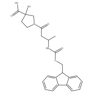 1-[(3S)-3-({[(9H-fluoren-9-yl)methoxy]carbonyl}amino)butanoyl]-3-hydroxypyrrolidine-3-carboxylic acid结构式