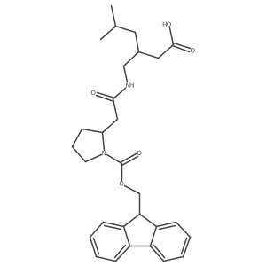 (3S)-3-{[2-(1-{[(9H-fluoren-9-yl)methoxy]carbonyl}pyrrolidin-2-yl)acetamido]methyl}-5-methylhexanoic acid Structure