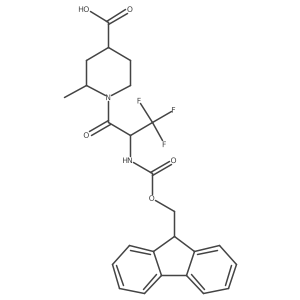 rac-(2R,4R)-1-[2-({[(9H-fluoren-9-yl)methoxy]carbonyl}amino)-3,3,3-trifluoropropanoyl]-2-methylpiperidine-4-carboxylic acid Structure