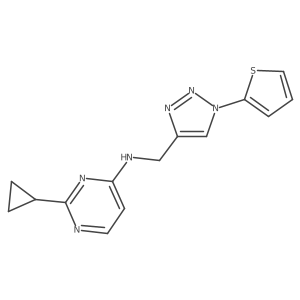 2-cyclopropyl-N-{[1-(thiophen-2-yl)-1H-1,2,3-triazol-4-yl]methyl}pyrimidin-4-amine结构式