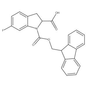 1-(9H-Fluoren-9-ylmethoxycarbonyl)-6-fluoro-2,3-dihydroindole-2-carboxylic acid Structure