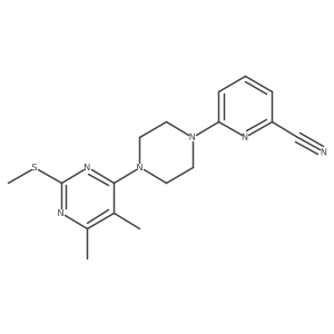 6-{4-[5,6-Dimethyl-2-(methylsulfanyl)pyrimidin-4-yl]piperazin-1-yl}pyridine-2-carbonitrile结构式