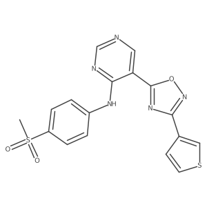 N-(4-methanesulfonylphenyl)-5-[3-(thiophen-3-yl)-1,2,4-oxadiazol-5-yl]pyrimidin-4-amine结构式