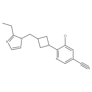 5-chloro-6-{3-[(2-ethyl-1H-imidazol-1-yl)methyl]azetidin-1-yl}pyridine-3-carbonitrile结构式