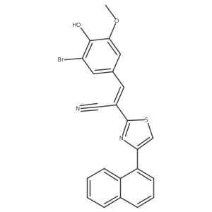 (E)-3-(3-bromo-4-hydroxy-5-methoxyphenyl)-2-(4-(naphthalen-1-yl)thiazol-2-yl)acrylonitrile结构式